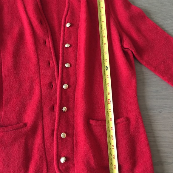 Chaps red lambswool gold button up vintage sweater - Picture 3 of 8